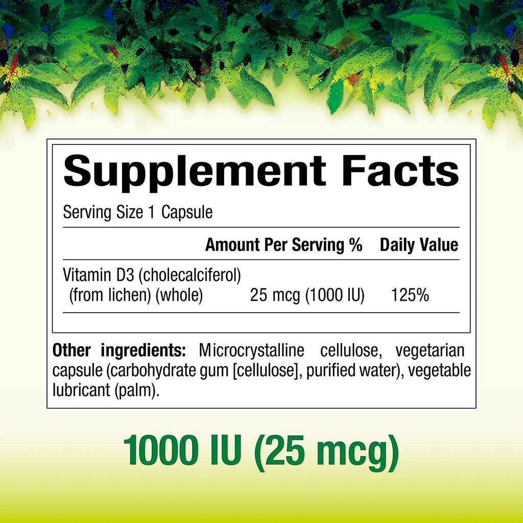 Vitamin D3 1000 IU 25 mcg Vegan 90 Capsules G824