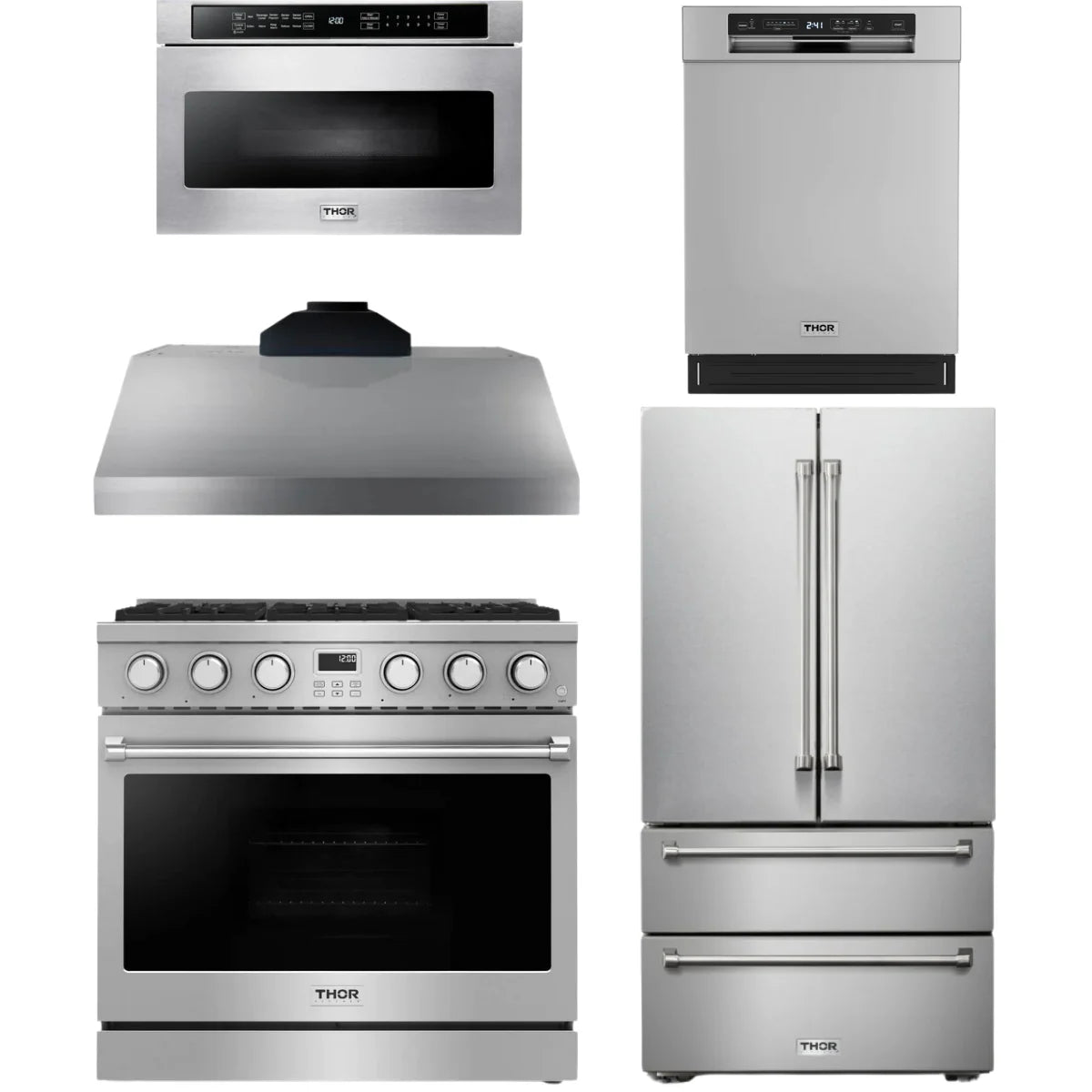 36 Gas Range, Range Hood, Refrigerator, Dishwasher and Microwave P923817
