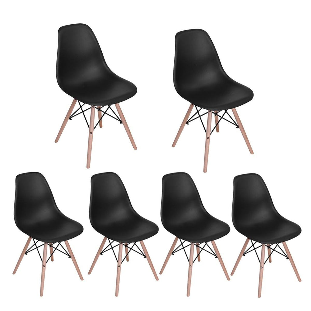 Black Plastic Dining Chair with Beech Wood Legs (Set of 6) A9024