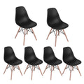 Black Plastic Dining Chair with Beech Wood Legs (Set of 6) A9024