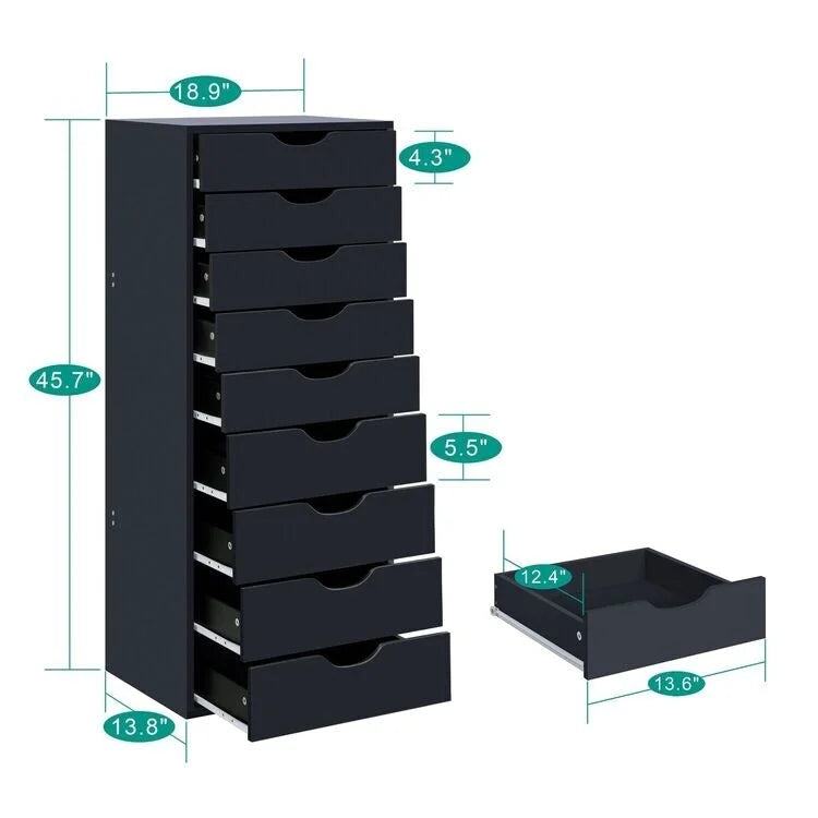 Black Wood File Cabinet O372895