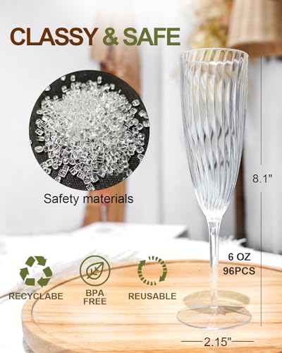 36 PCS Clear Plastic Champagne Flutes N816