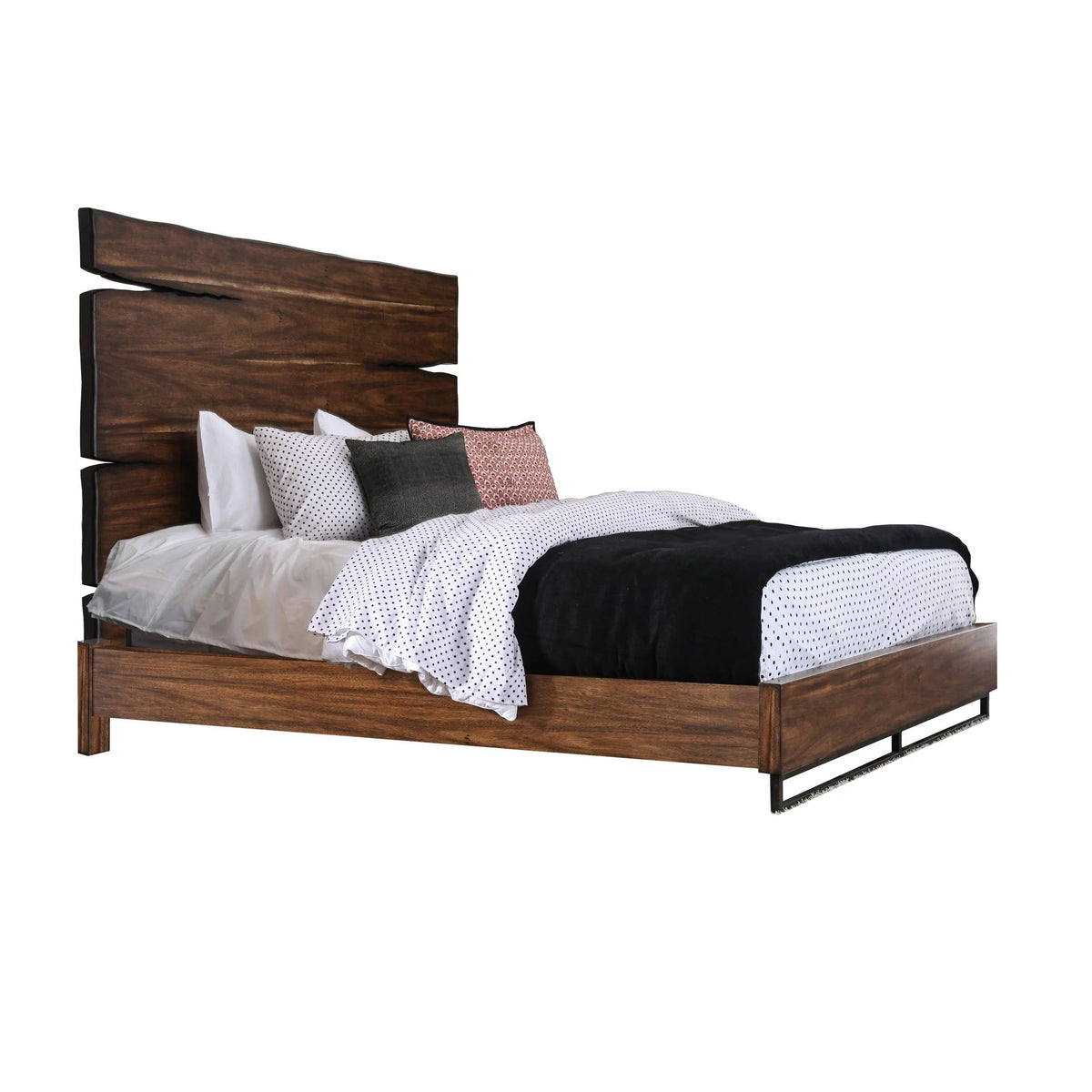 Dark Walnut & Dark Oak Solid Wood Queen Bedroom Set 3pcs K292196