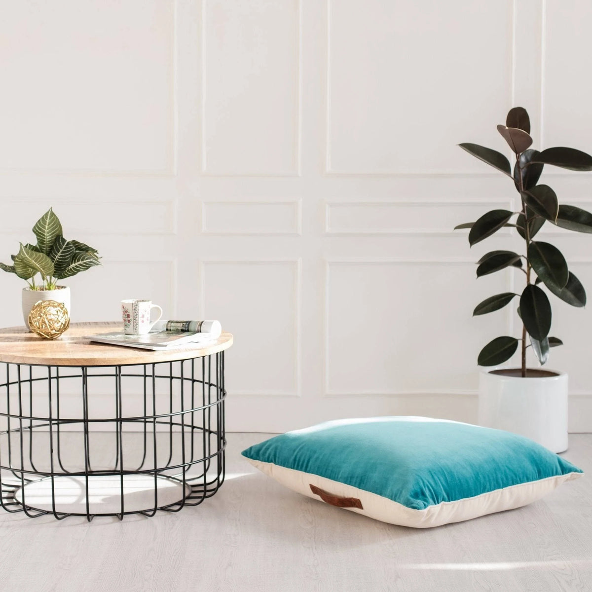 Black and Natural Wood Cage Coffee Table J6014