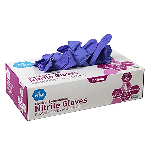 Powder-Free Nitrile Exam Gloves, Iris Blue, Medium, Box/100 A726