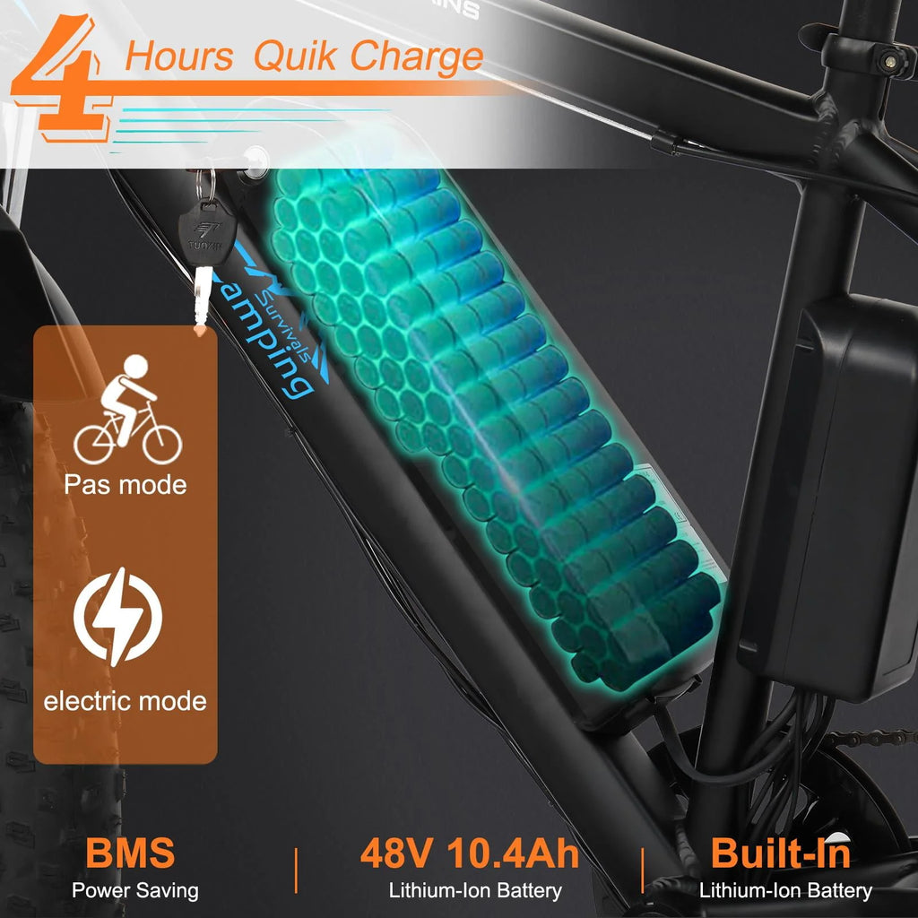 26 inch 7-Speed Electric Mountain Bicycle 500W 48V 10Ah B300615