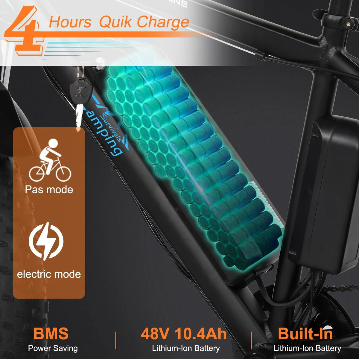 26 inch 7-Speed Electric Mountain Bicycle 500W 48V 10Ah B300615