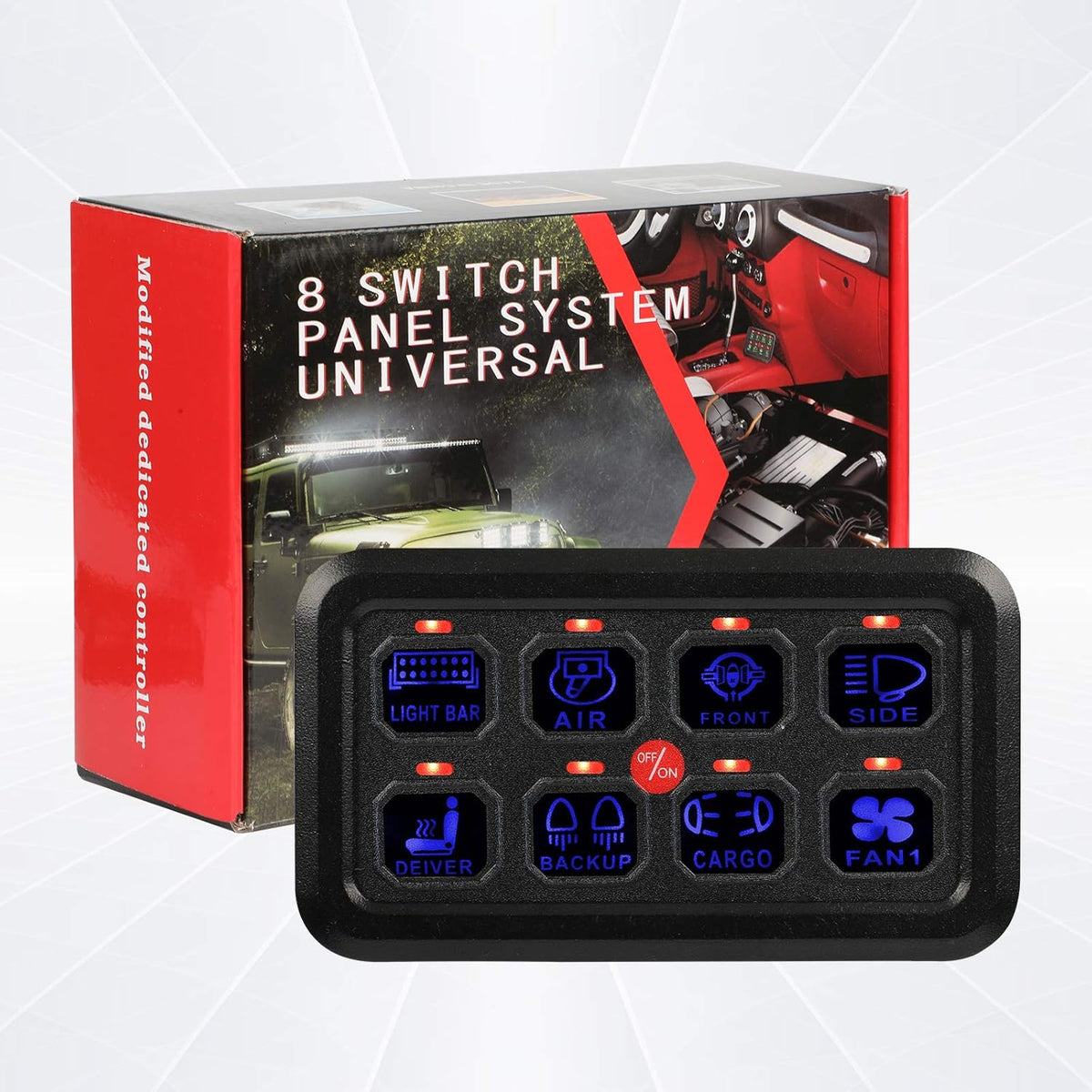 8 Gang Touch Switch Panel with Harness and Stickers Z436