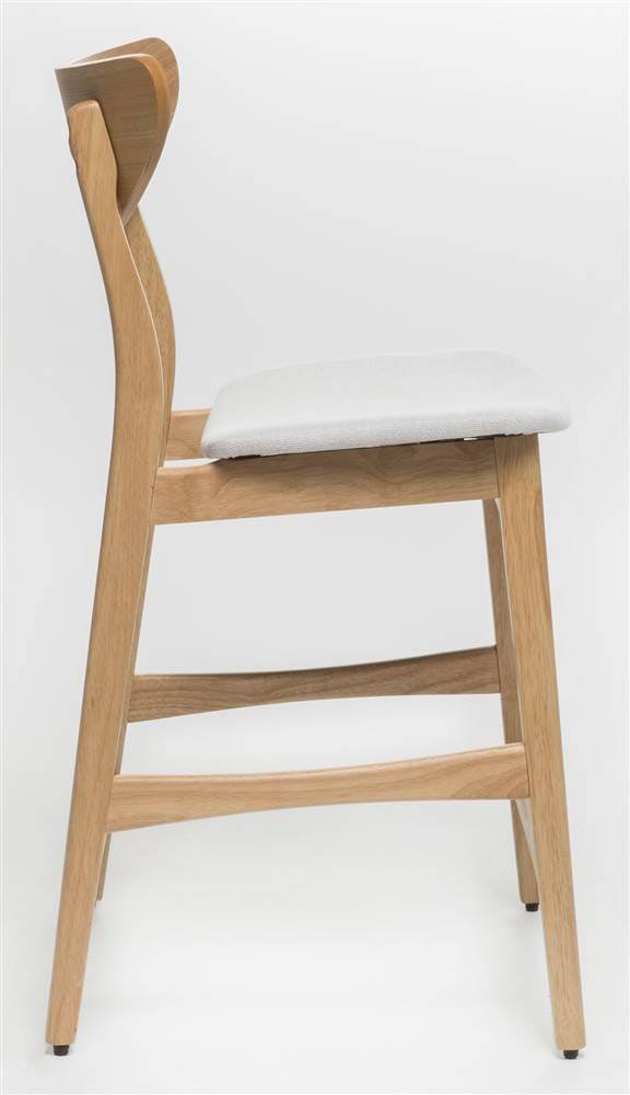 Oak Finish Light Beige Counter Stool, Set Of 2 T28078