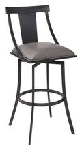 Matte Black Vintage Grey Faux Leather Bar Height Barstool Y944
