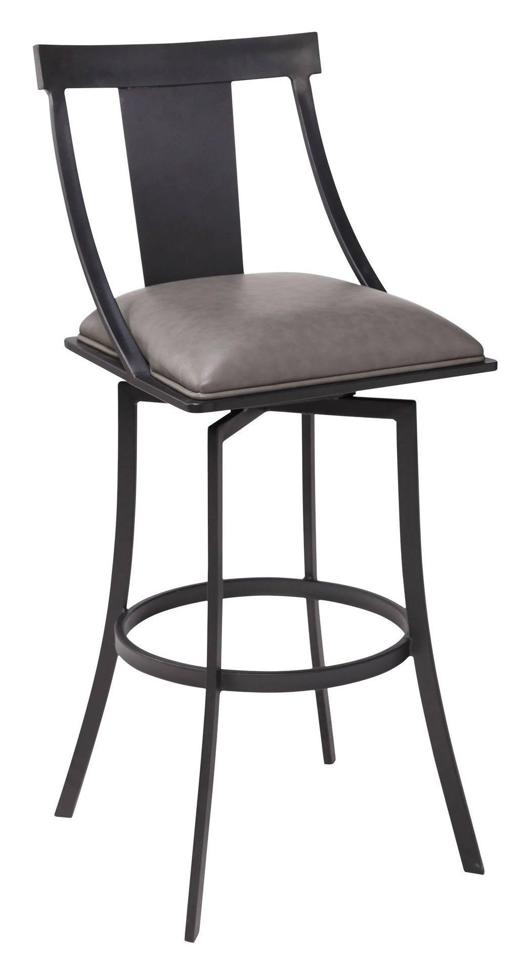 Matte Black Vintage Grey Faux Leather Bar Height Barstool Y944
