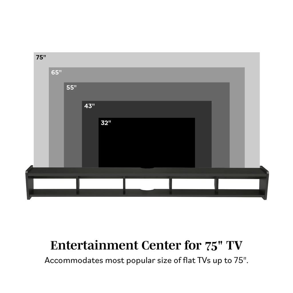 Solid Black Floating TV Stand T844051