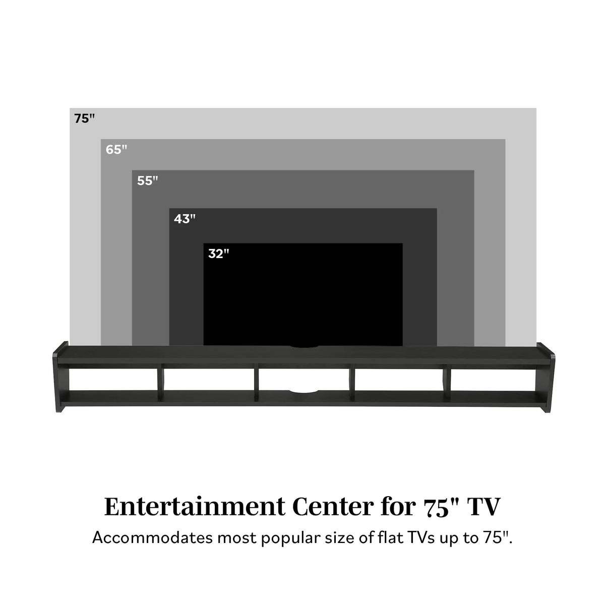 Solid Black Floating TV Stand T844051