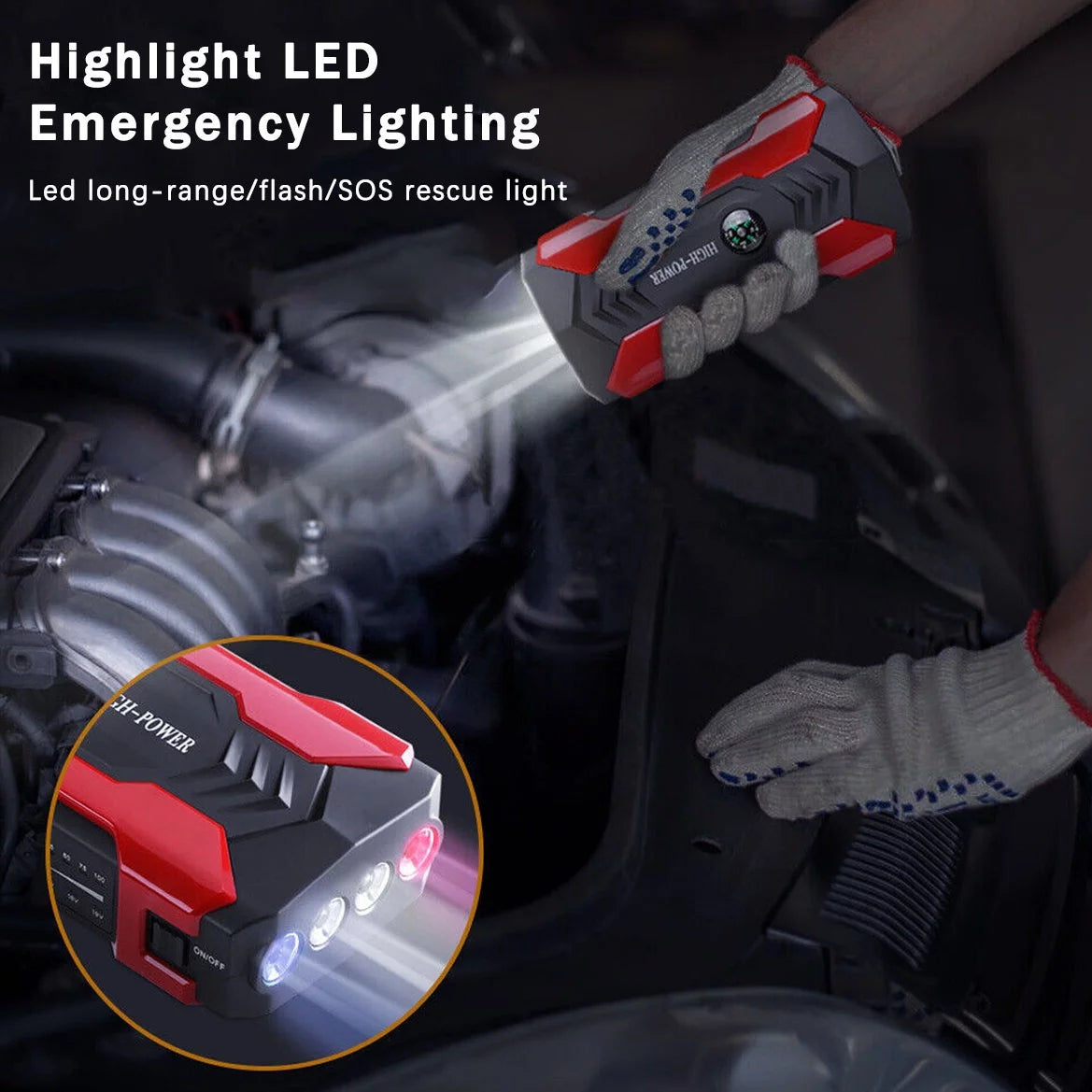 99800mAh Battery Jump Starter with 4 USB Ports and LED Flashlight Z625333
