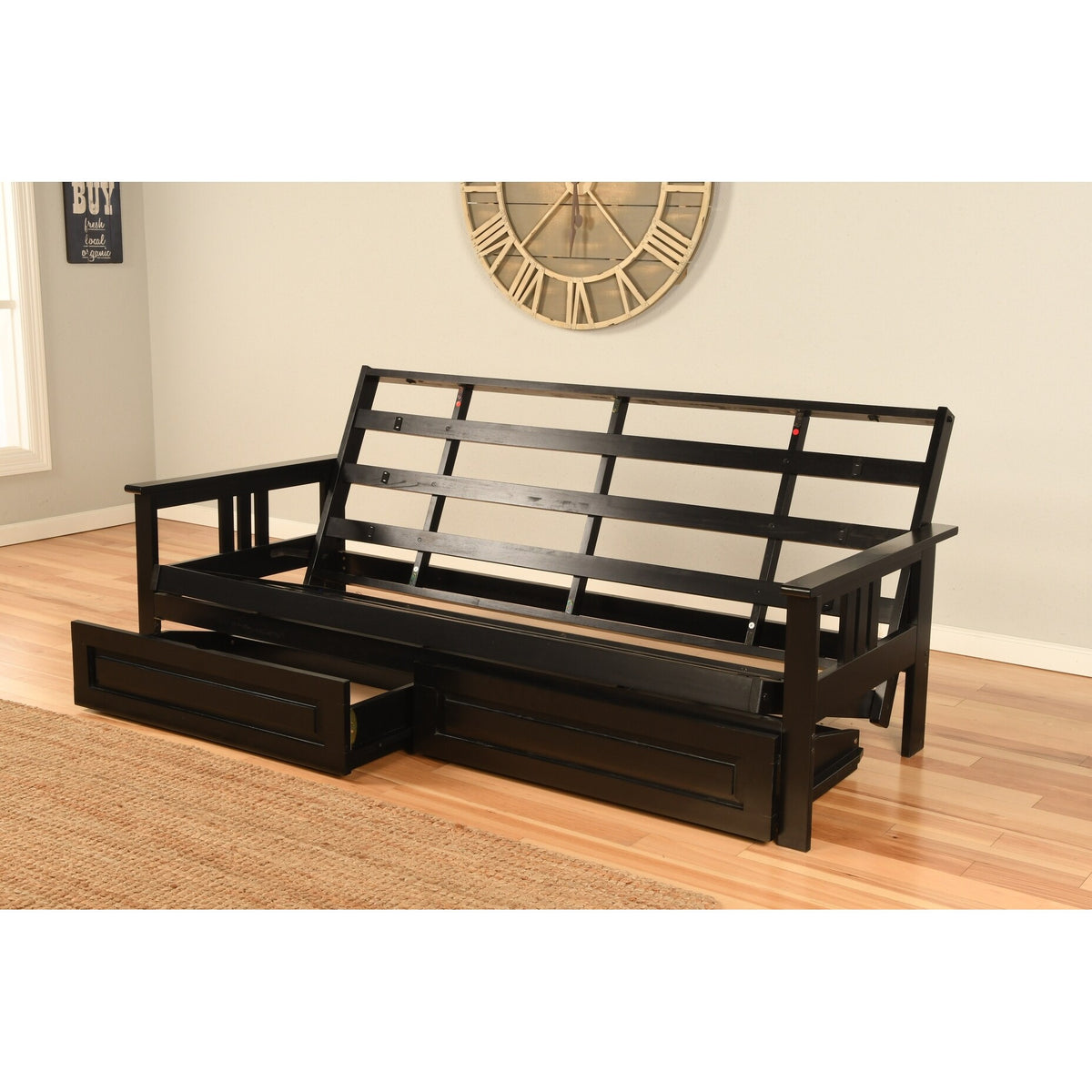 Black Sofa with Storage and Removable Mattress Cover V13363