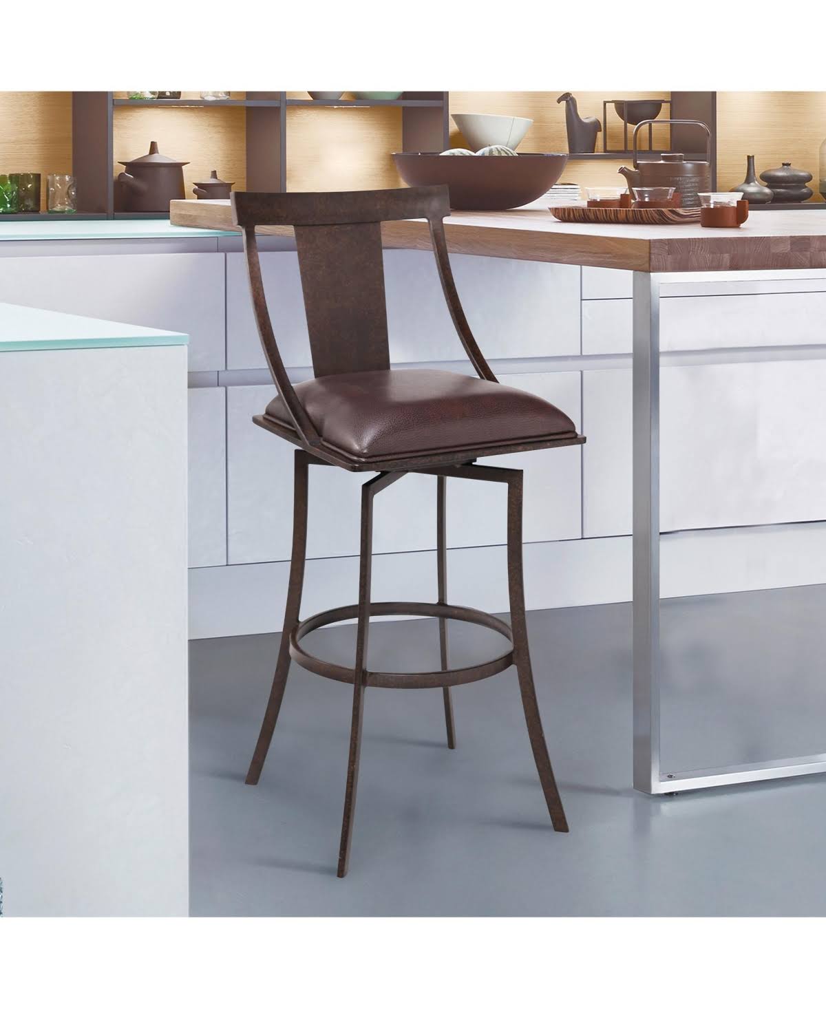 Matte Black Vintage Grey Faux Leather Bar Height Barstool Y944
