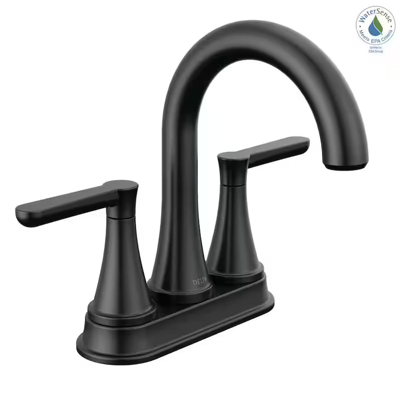 4 in. Centerset Double Handle Bathroom Faucet Matte Black R10326