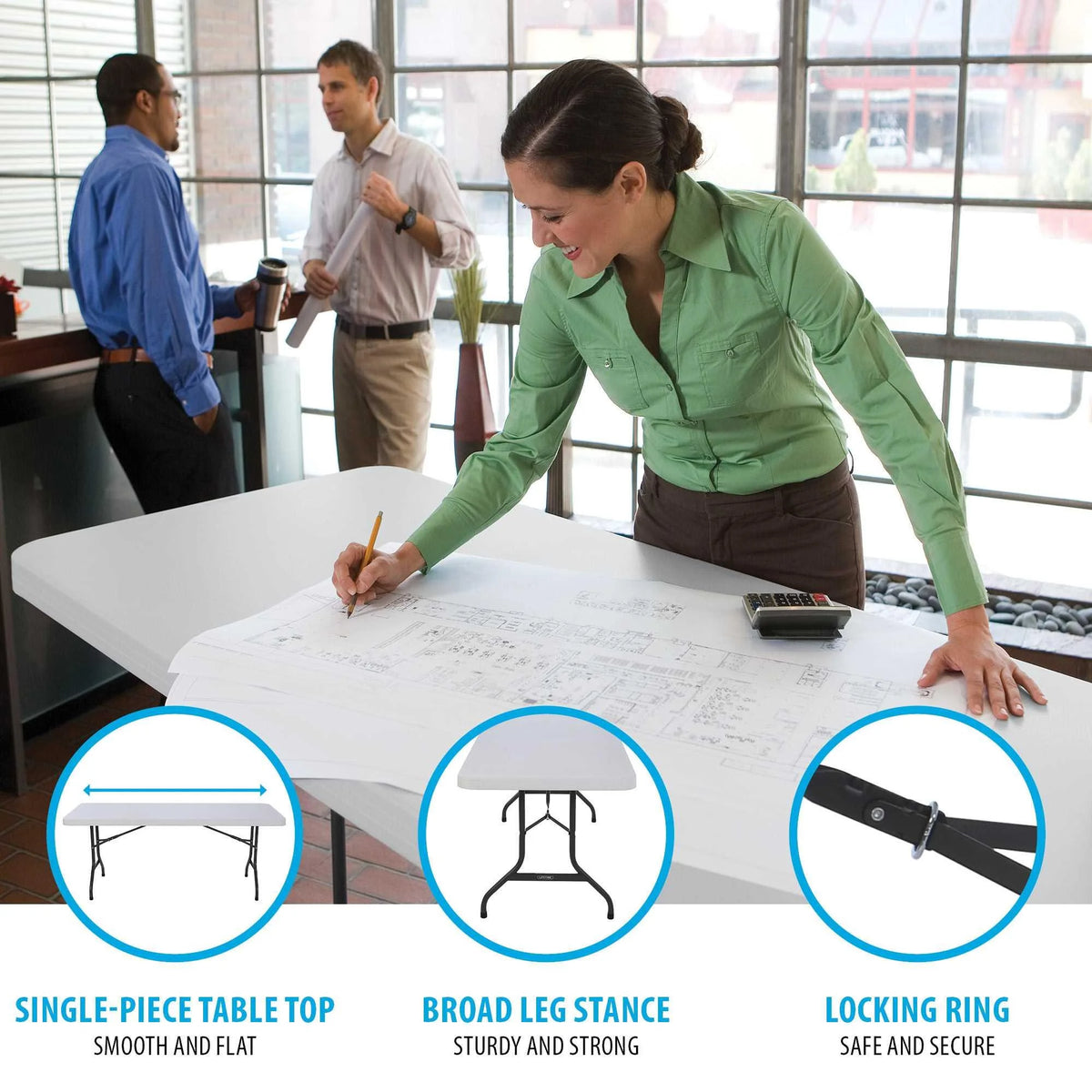 White 6 ft. Rectangle Folding Table Set of 4 P6693