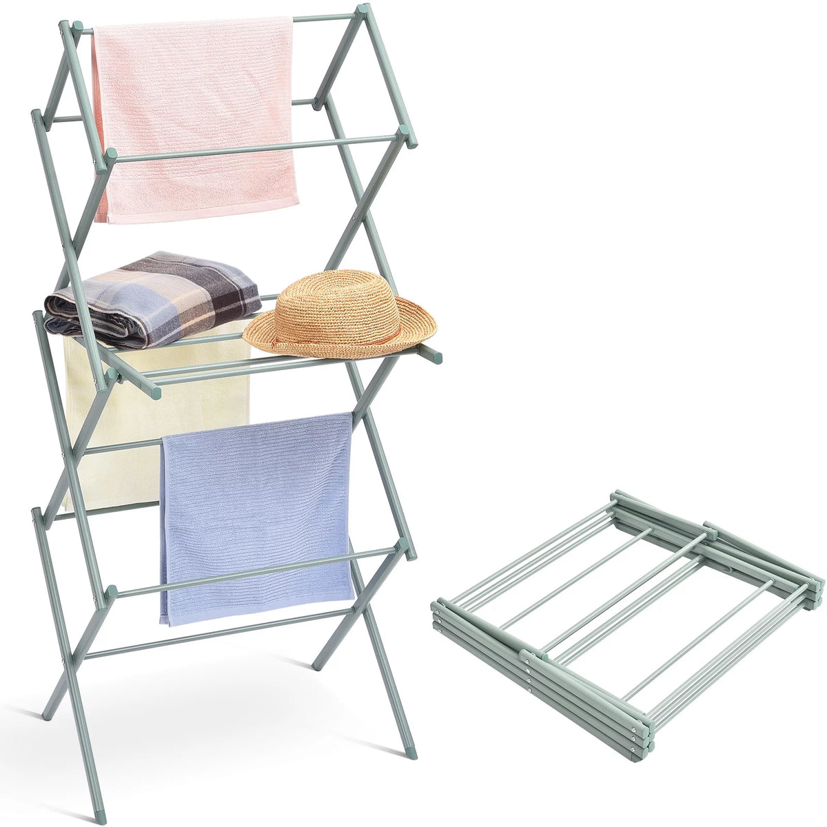 3-Tier Collapsible Steel Laundry Rack J855568