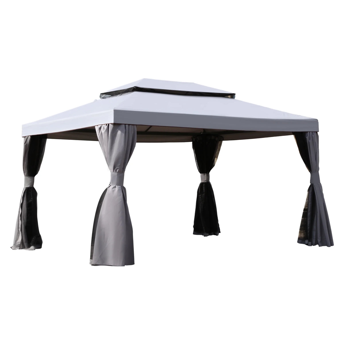 10'x13' Outdoor Double Vent Canopy Gazebo with Nettings and Curtains W369