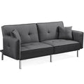 Dark Gray Fabric Futon Sofa Bed with Adjustable Backrest T929796