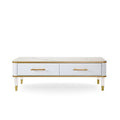 White Faux Stone Coffee Table with Drawers W392