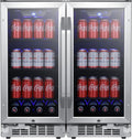 30 Inch Wide 160 Can Built-In Side by Side Beverage Cooler with Blue LED Lighting Q8668