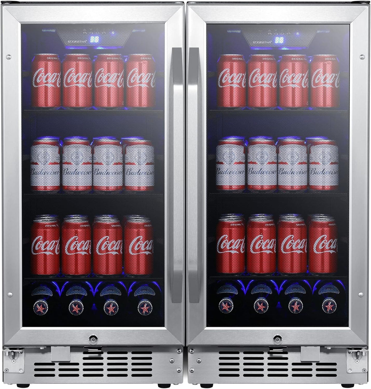 30 Inch Wide 160 Can Built-In Side by Side Beverage Cooler with Blue LED Lighting Q8668