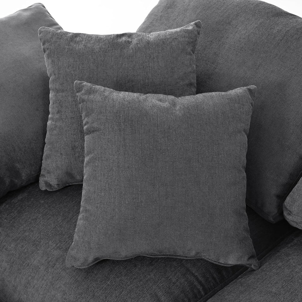 Deep Seat Convertible Modular Sectional Sofa with Movable Ottoman, Oversized Corner Couch with Throw Pillows, 7 Seater Polyester Upholstery Sofa Q816