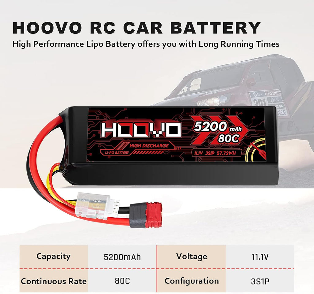 3S 11.1V 80C 5200mAh LiPo Battery with Deans T Plug 2 Packs X4995