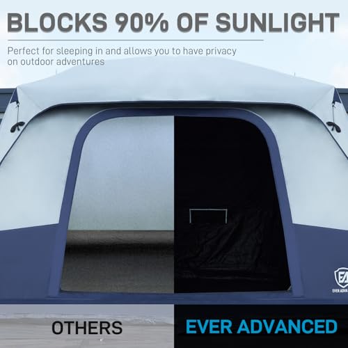 10 Person Blackout Camping Tent with Rainfly and Carry Bag J910