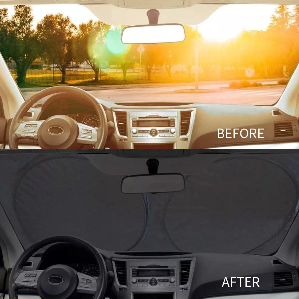Silver Reflective Fabric Windshield Sun Shade Q703