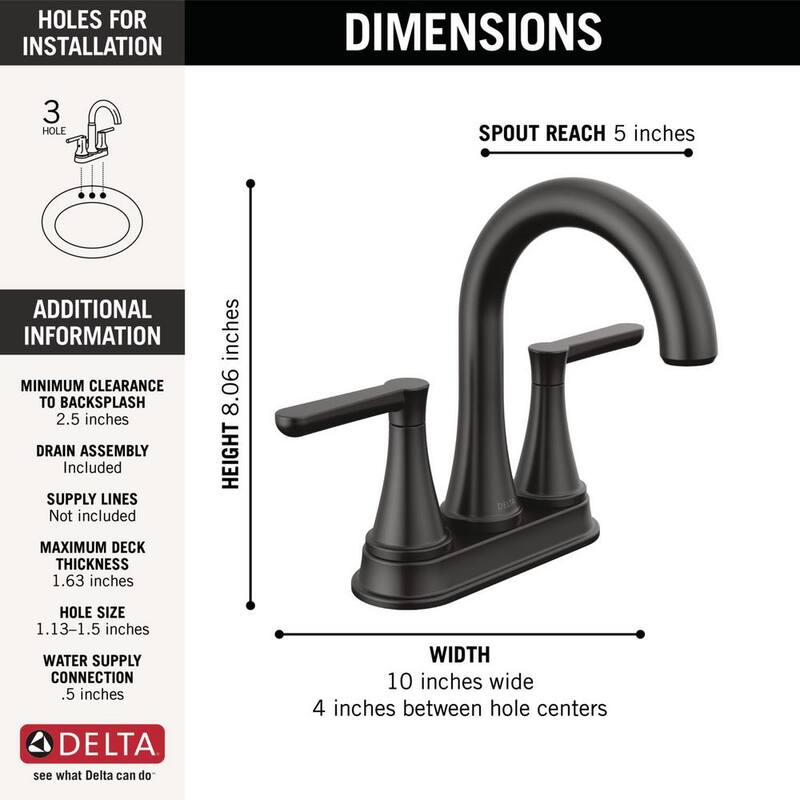 4 in. Centerset Double Handle Bathroom Faucet Matte Black R10326