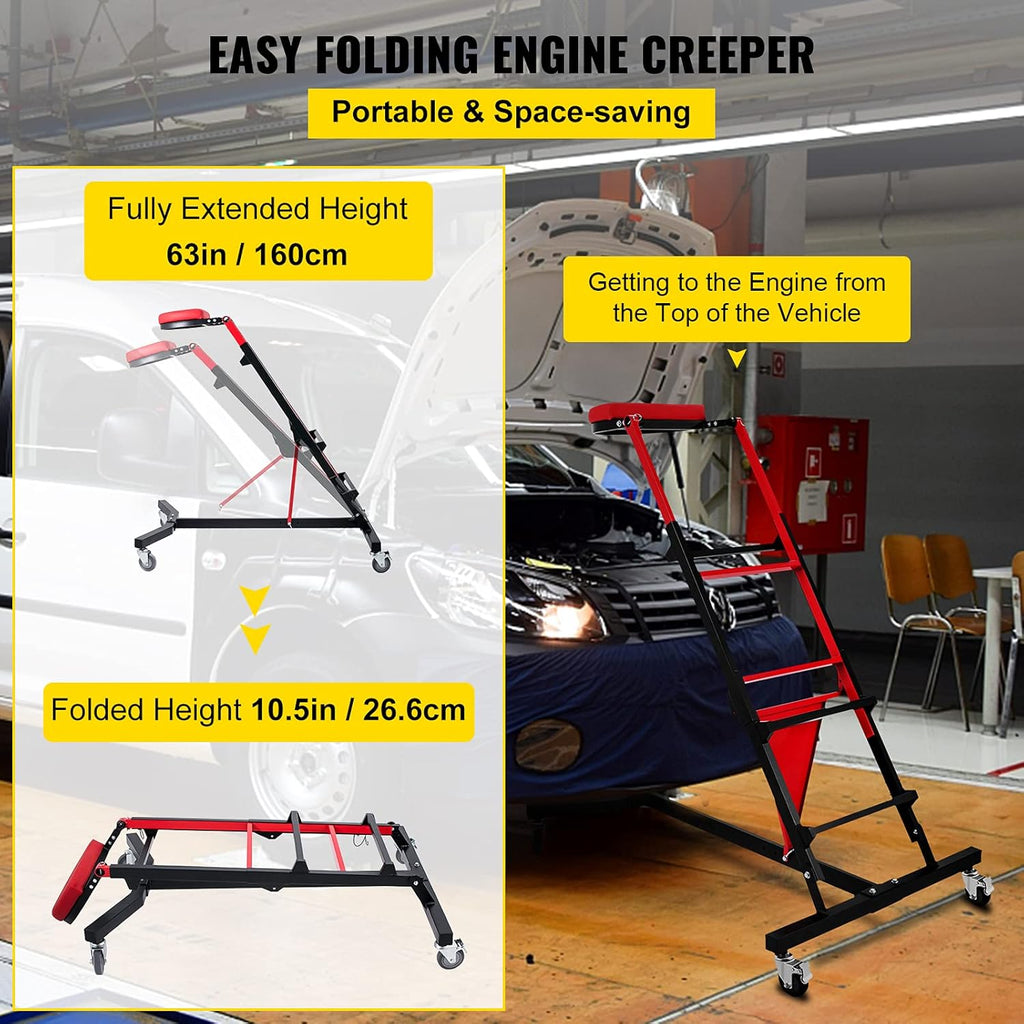 Adjustable Height Foldable Engine Creeper with Four 4 inches Casters T847038