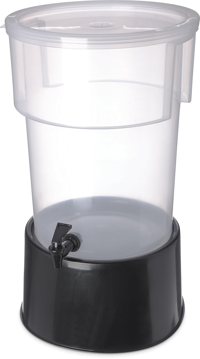Polypropylene Round Beverage Dispenser with Base, 5 gal. Capacity, Black, Pack of 2 W43364