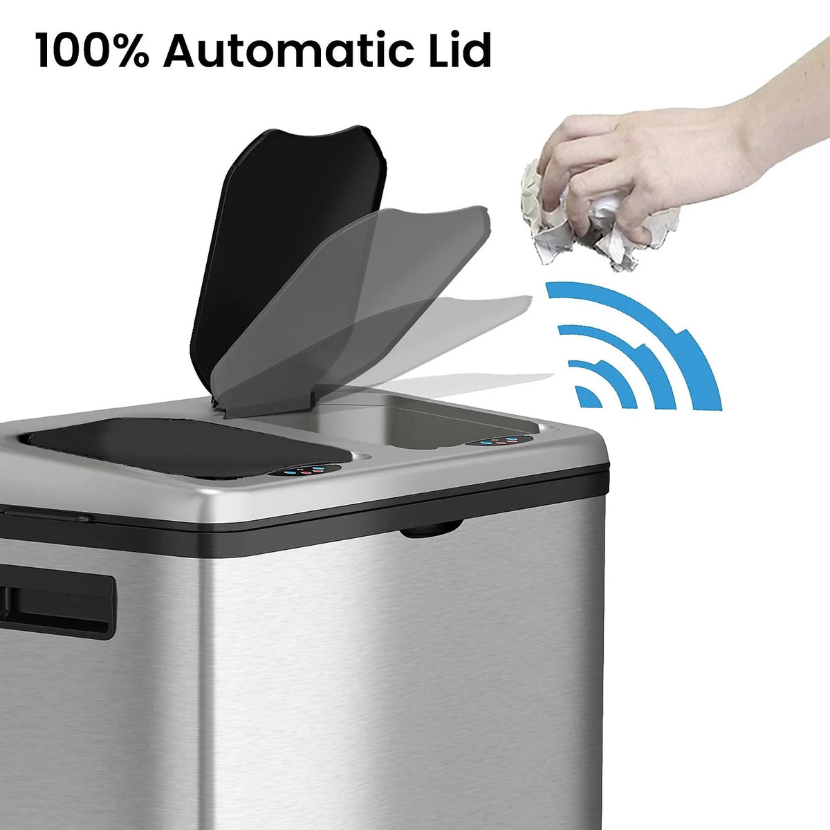 Dual Compartment Stainless Steel Sensor Trash Can 16 Gallon S196567