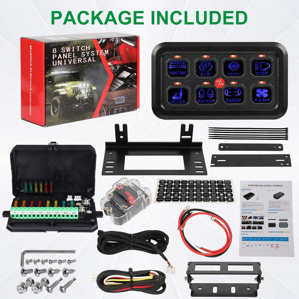 8 Gang Touch Switch Panel with Harness and Stickers Z436
