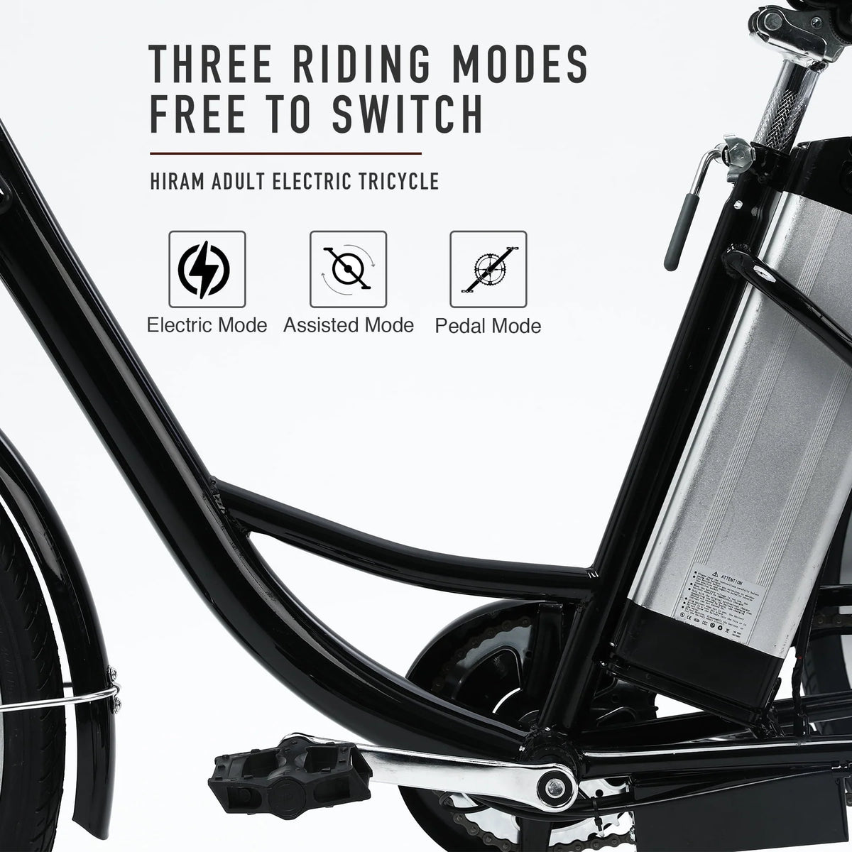 24 Inch 250w 36V Black 3 Wheel Electric Bike F2983