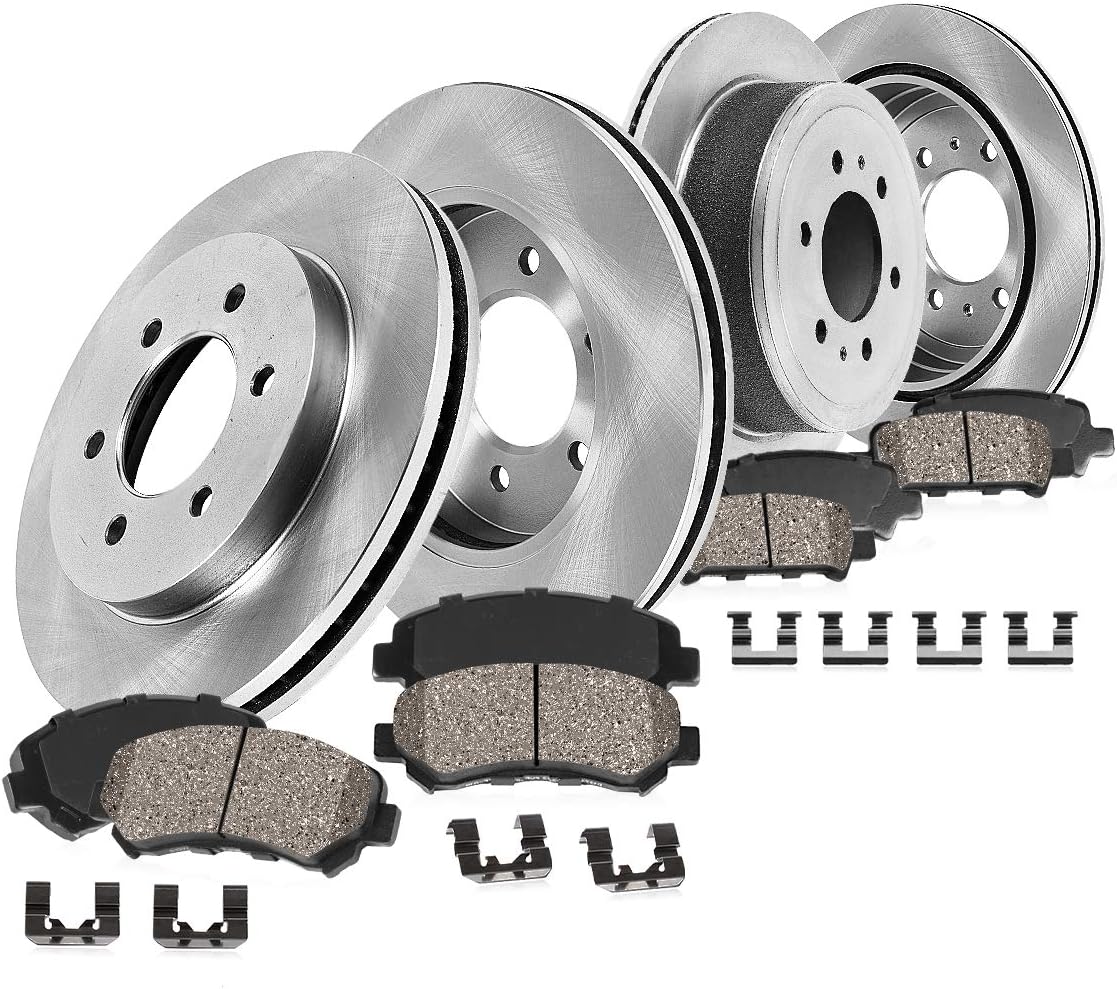 330 mm Front + 348 mm Rear 6 Lug Rotors + Ceramic Brake Pads + Clips G579