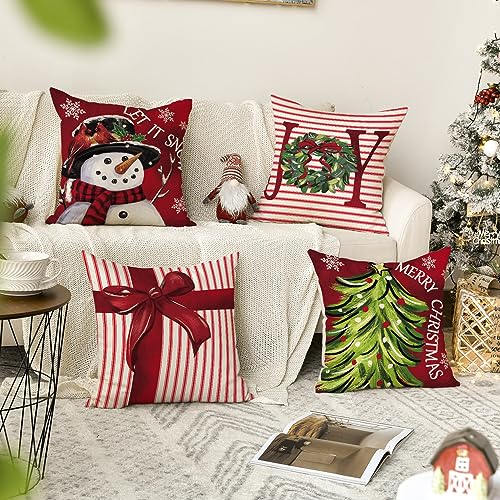 Merry Christmas 18 x 18 Inch Throw Pillow Covers Set of 4 H657158
