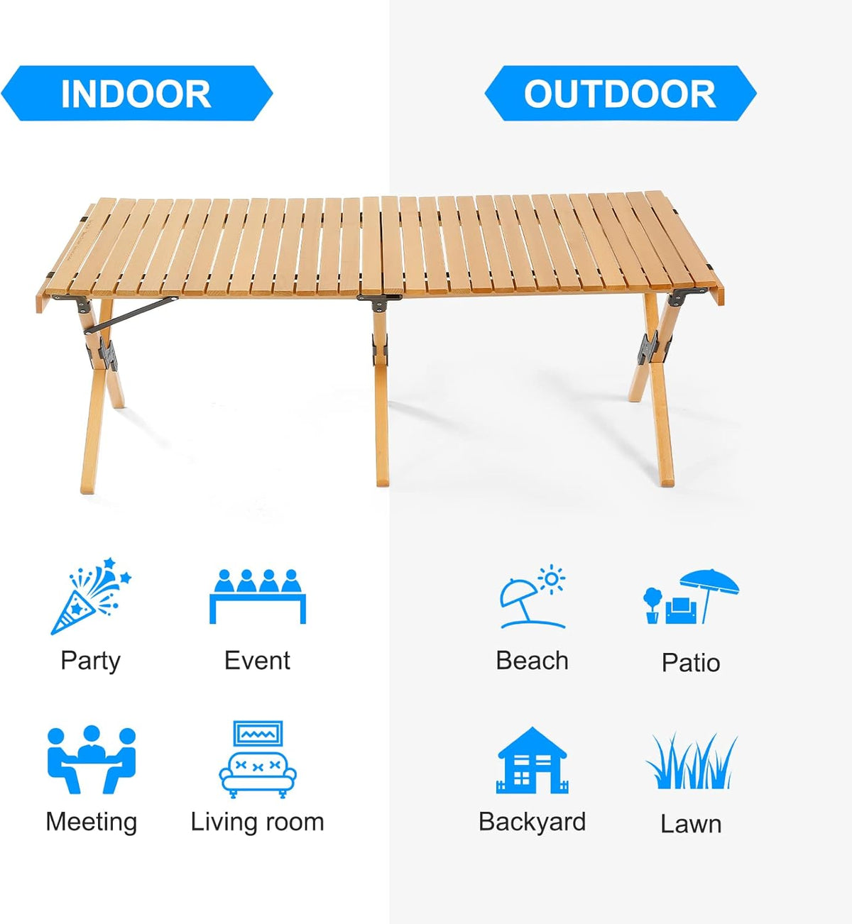 4ft Foldable Wooden Picnic Table with Carry Bag O729114