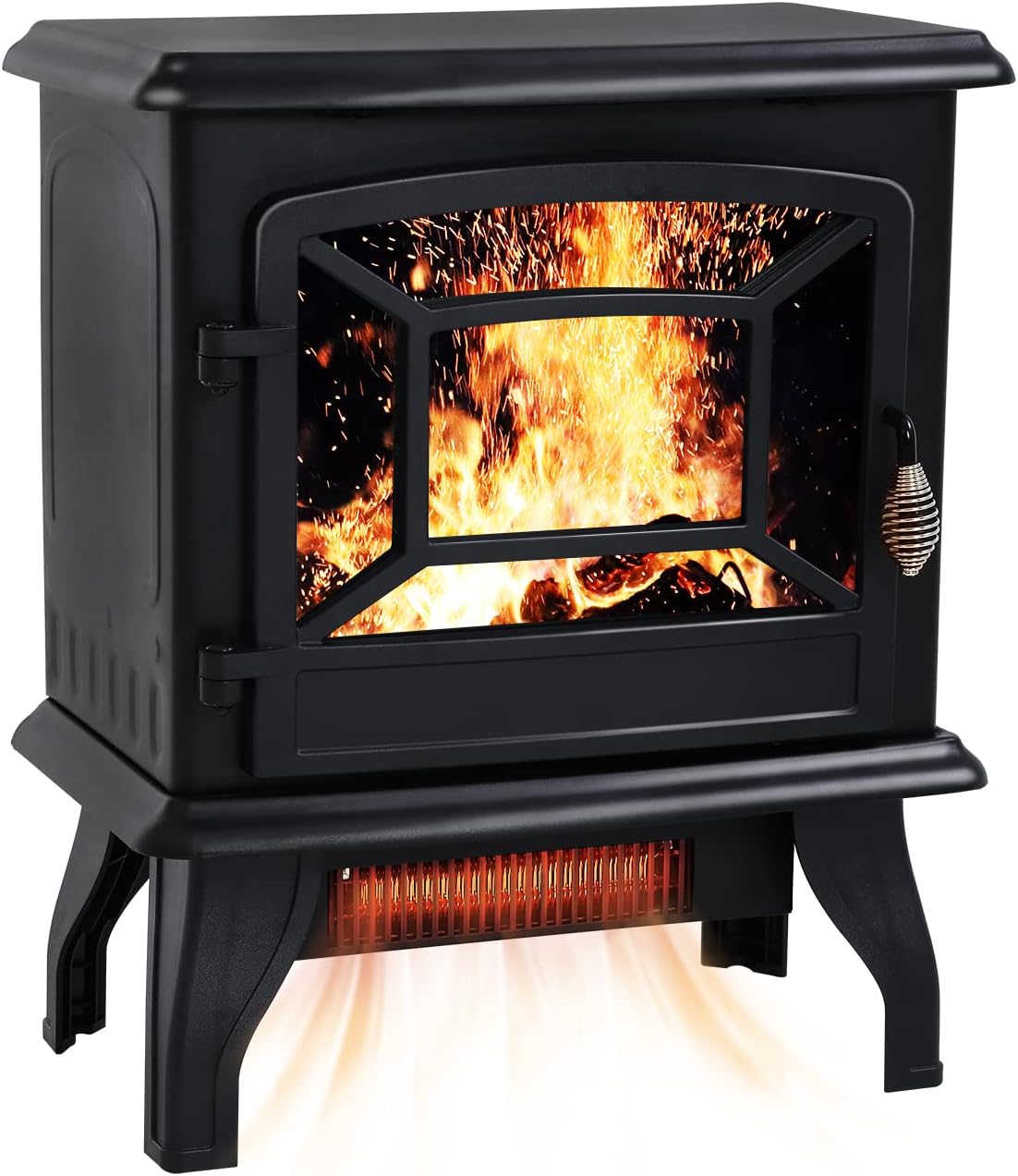 Black Electric Fireplace Heater 3D Flames Freestanding TV Stand I874