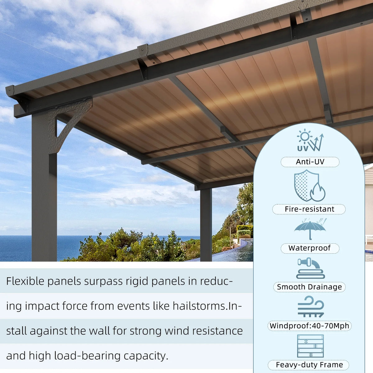 10' x 12' Gray Hardtop Aluminum Gazebo D2323