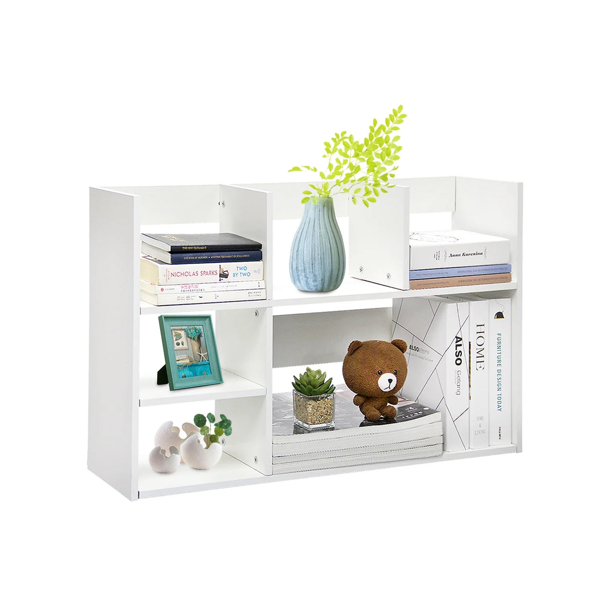 Wood Desktop Organizer Storage Rack White H7531
