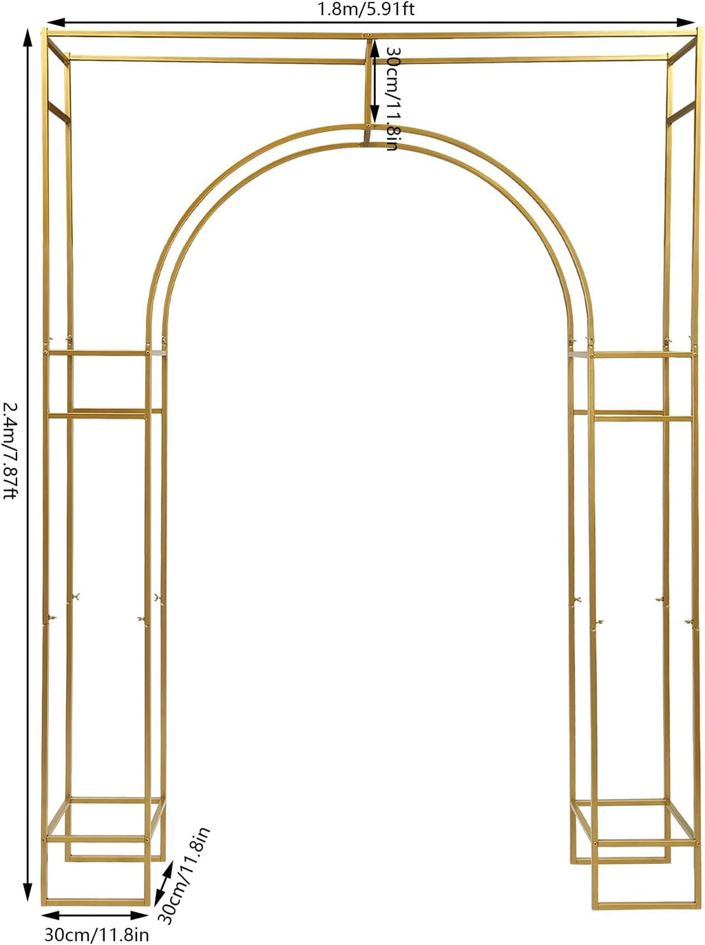 Gold Metal Double Arch Wedding Backdrop Stand L270
