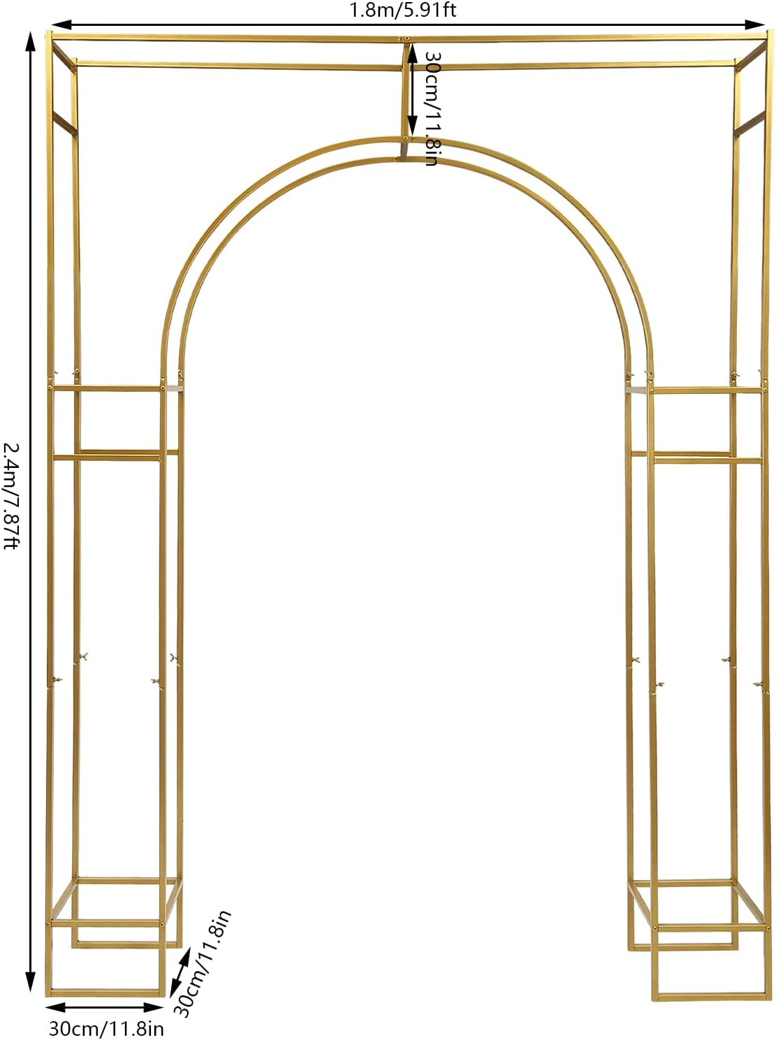 Gold Metal Double Arch Wedding Backdrop Stand L270
