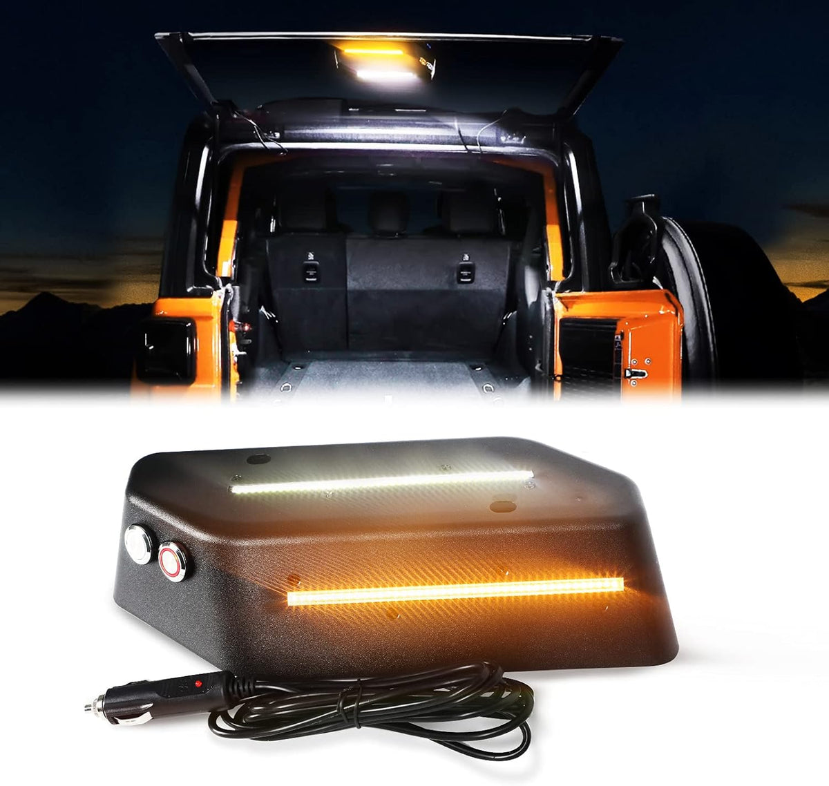 LED Trunk Rear Light Rear Glass Lift Gate Dome Light Compatible with Jeep Wrangler JL JLU 2018 2019 2020 LED Cargo Light with White light and Flash Amber Warning Light R4488