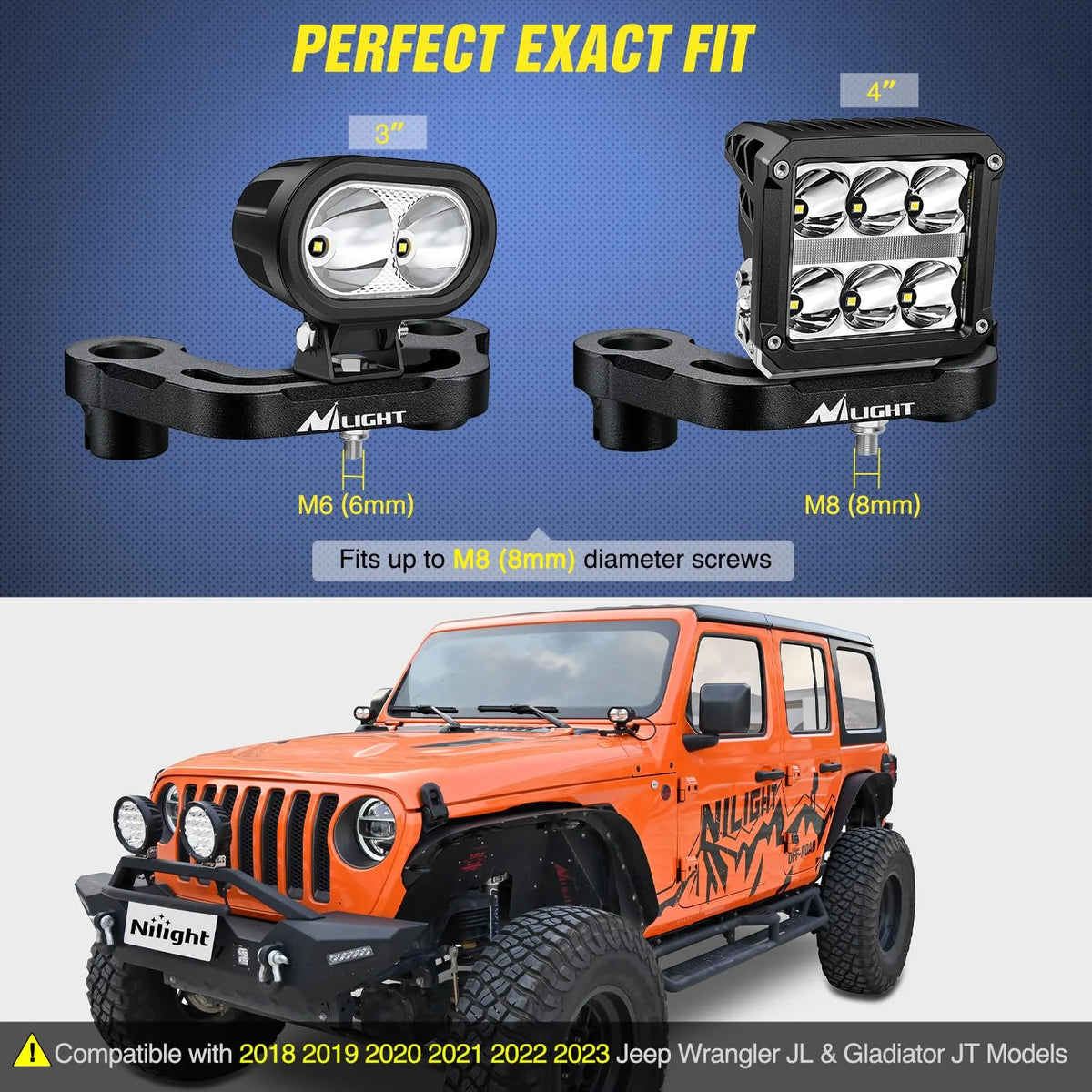 Hood Cowl Mount Brackets for Offroad LED Pod Light Work Lights D531382