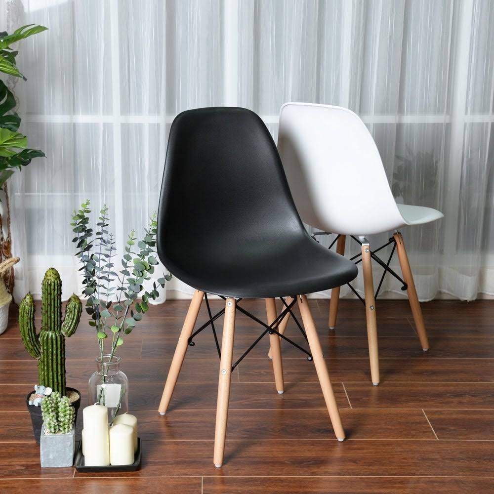 Black Plastic Dining Chair with Beech Wood Legs (Set of 6) A9024