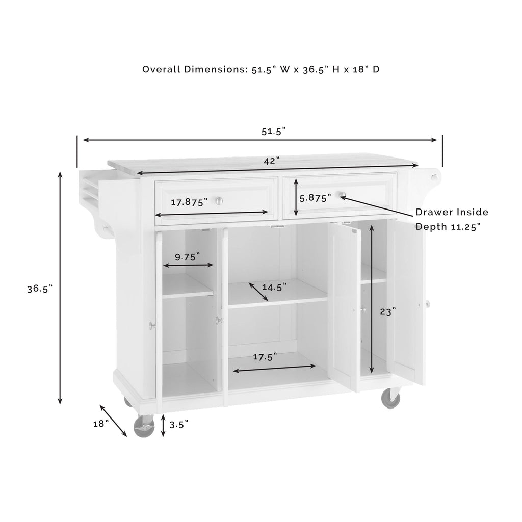 Full Size Granite Top Kitchen Cart A935